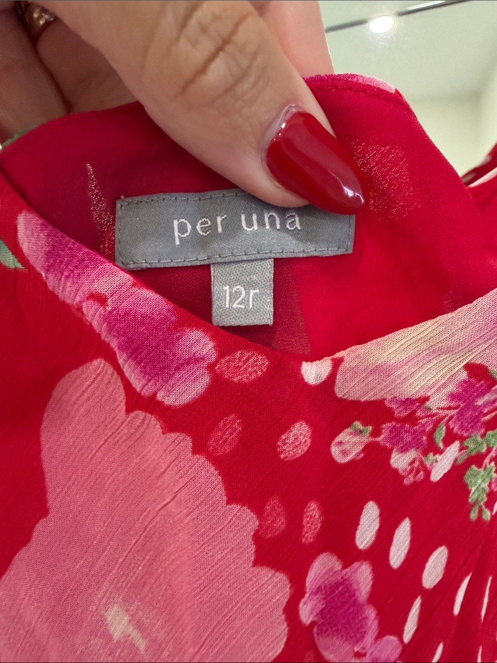 per una Red, Pink, and Green Floral and Polka Dot Midi Slip Dress - Picture 3 of 6